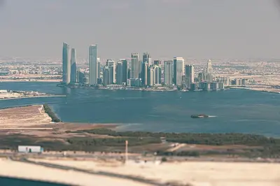 an aerial view of a large city with a harbor at Mahogany 1 - 2BR 6 PAX - Amazing Oasis - 1500 sqft in Dubai