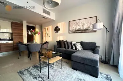 a living room with a couch and a table at Best Location Marina & Sea View 1 min from JBR in Dubai