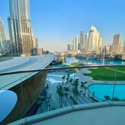 Grande signature residence Smart Burj khalifa Fountains view large 3 bedroom hall 4 bathroom view burj khalifa Fountains from hall and rooms balcony