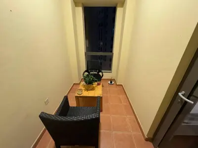 a small room with a table and two chairs at Master room in Jumeira Beach Residence - JBR in Dubai