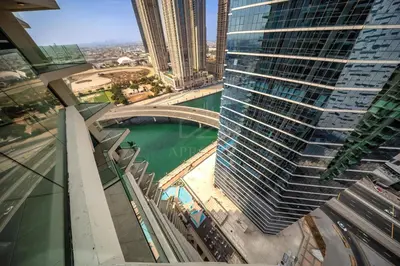 an aerial view of a city with tall buildings at 2BR apartment in Missoni in Dubai