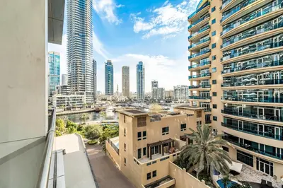 a view of the city from a building at GuestReady - Charming studio in Dubai Marina in Dubai