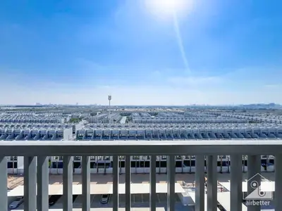 a view from the balcony of an airport at Tranquil Studio Getaway in Dubai's MAG 920 in Dubai