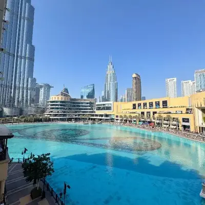 Souk Al Bahar Dubai Fountain and Burj Khalifa view from the Balcony
