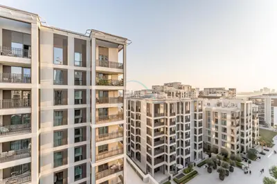 an aerial view of buildings in a city at Community View 2BR with Balcony, Surf at Creek Beach Building 2, Creek Harbour by Deluxe Holiday Homes in Dubai