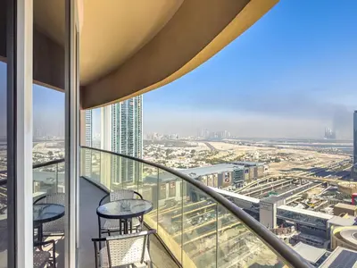 a view of a city from the top of a building at SuperHost EMAAR Residences - Former Address Dubai Mall in Dubai