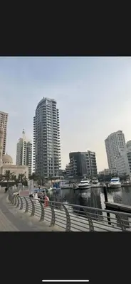 a city with tall buildings and a body of water at Condor Marina Star Seaview Studio, Dubai Marina in Dubai