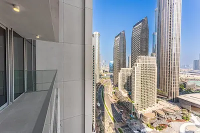 a view of a city skyline from a building at Forte Tower 1 in Dubai