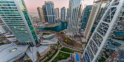 an aerial view of a city with tall buildings at 1 BR Spacious Apartment - JLT in Dubai