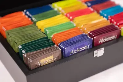 a display of brightly colored batteries on a shelf at Luxury 4BR with Hermes Touch & Burj Khalifa View in Dubai