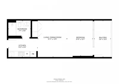 a floor plan of a small house at O Ten Al Jaddaf - Stylish Studio in Dubai