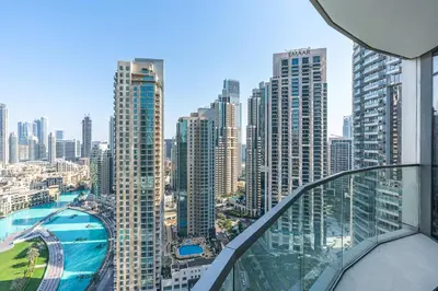 a view of a city with tall buildings at Luxury 3BR Apartment with Burj Khalifa Views in Dubai