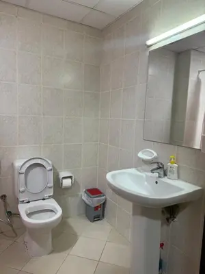 a bathroom with a toilet and a sink at Apartment in dubai in Dubai