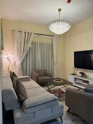 a living room with a couch and a tv at Apartment in dubai in Dubai