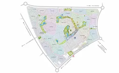 a map of the proposed improvements to the park at Amazing 3BHK Townhouse in Damac Hills 2 upto 10PLL in Dubai