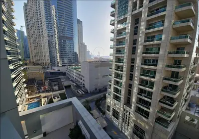 an aerial view of a city with tall buildings at Well located Studio on 9 floor Sky View Tower in Dubai