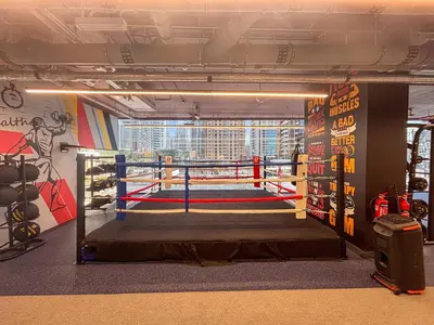 a boxing ring in a room with at Frank Porter - MBL Royal in Dubai