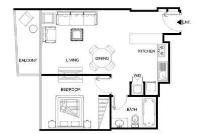 a black and white floor plan of a house at LUX The Grande Signature Skyline Suite 2 in Dubai