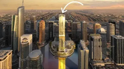 a rendering of a city with a skyscraper at ZenStay - Haven of tranquility and luxury in Dubai