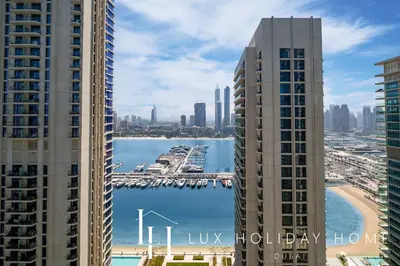 a view of the city from our balcony at LUX The Beach Vista Dubai Eye View Suite in Dubai