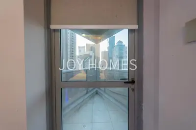 a window with the words view out of it at Amiralty Easy Stay in Dubai