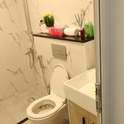 a bathroom with a toilet and a sink at 1BHK Homes For Holidays in Dubai