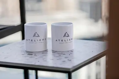 two cups sitting on top of a table at Great Apartments at Marina Star with City View in Dubai