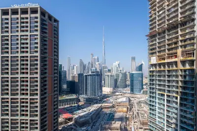 a view of a city skyline with tall buildings at Frank Porter - Peninsula Five in Dubai