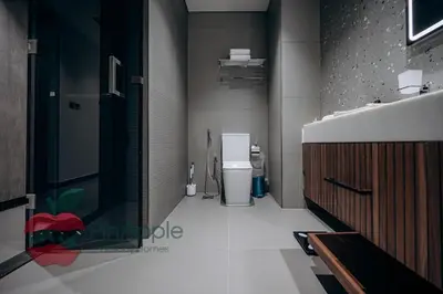 a bathroom with a sink and a toilet at Royal style New 1BR with a view in Dubai