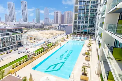 an overhead view of a swimming pool in a building at Bloomfields Amber Horizon Stu Binghatti in Dubai