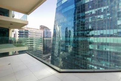 a view of a city from a window in a building at Stylish 2BR Apartment by Missoni near Dubai Mall in Dubai