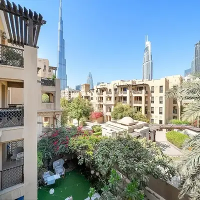 Charming Old Town Dubai 2BR Retreat with Burj Khalifa Balcony View