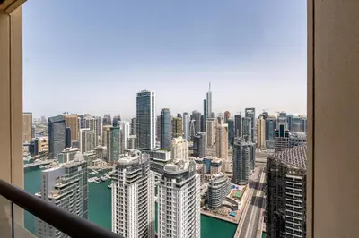 a view of a city skyline from a skyscraper at Shams 1, Jumeirah Beach Residence - Mint Stay in Dubai