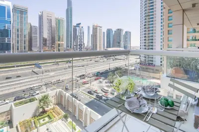 a view of a city from a building at Frank Porter - West Avenue in Dubai