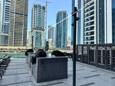a view of a city skyline with tall buildings at Stylish 2BR in Royal MBL in Dubai