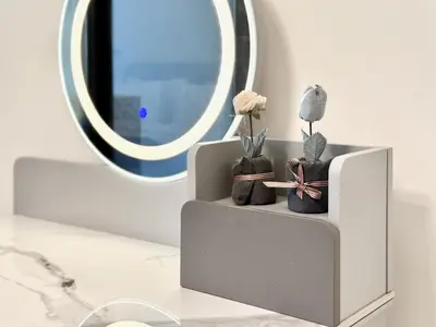 a table with two vases with cactuses on it at Exclusive 4 Months Offer Exclusive 3 bedroom with Private Pool with 1 free houskeeping in Dubai