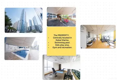 a collage of photos of a building at Charming Stay by Dubai Marina in Dubai