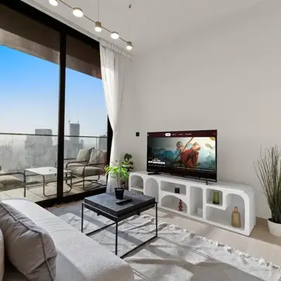 Stylish 1BR w Skyline Views & Balcony