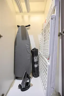 a room with an inflatable bed in a tiny house at Crystal Escape 1BR Lagoon Access in Dubai