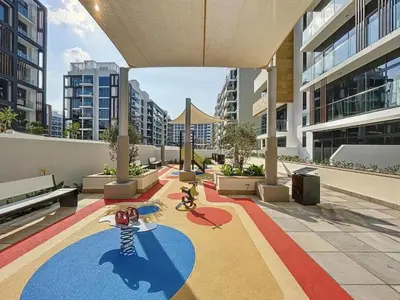 a view of a courtyard in a building at Relaxing Retreat in Meydan in Dubai