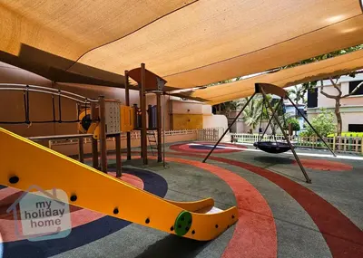 a playground with a slide and a skateboard at Steps to Beach - Resort Residence - Palm Jumeirah in Dubai
