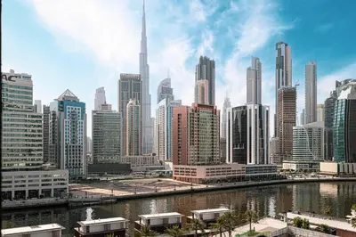 a view of a city with a river and buildings at DVR 2BR in 15 Northside Business bay in Dubai