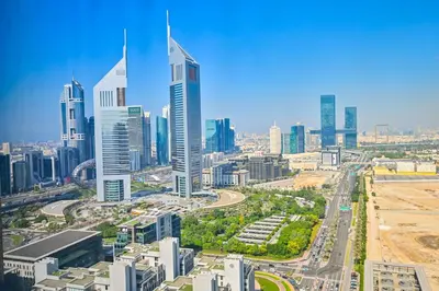 an aerial view of a city with tall buildings at YOUR STAY CORPORATE RESIDENCES DIFC Sky Gardens in Dubai