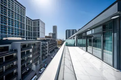 a view of a city skyline from a building at Stylish 1BR with large Terrace JVC in Dubai