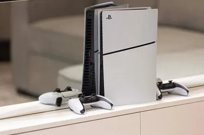 a computer monitor sitting on top of a shelf at Gogoto3 High Floor Burj Khalifa NYE Fireworks View PS5 in Dubai
