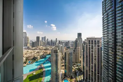 a view of a city from a building at Elegant 2BR Apartment near Burj Khalifa, Downtown Dubai in Dubai