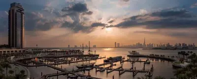 a view of a harbor with boats in the water at DB HOMs in Dubai