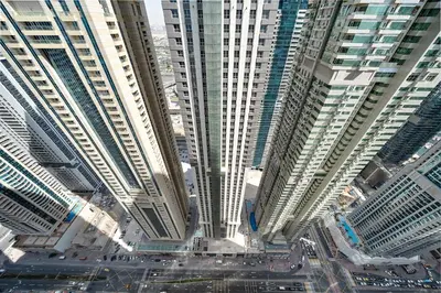 a view of tall buildings in a city at High-Floor 1BR at Elite Residence, Dubai Marina in Dubai