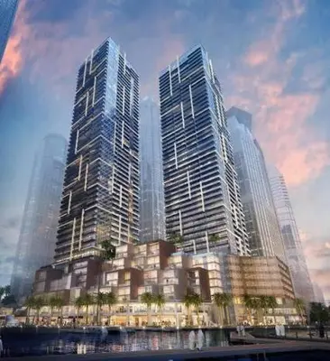 a rendering of a city with tall skyscrapers at Luxury living , Triple pool access at Marina views in Dubai