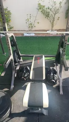 a gym with a bench and a bench at Dubai Villa - Beautifully Appointed in Dubai